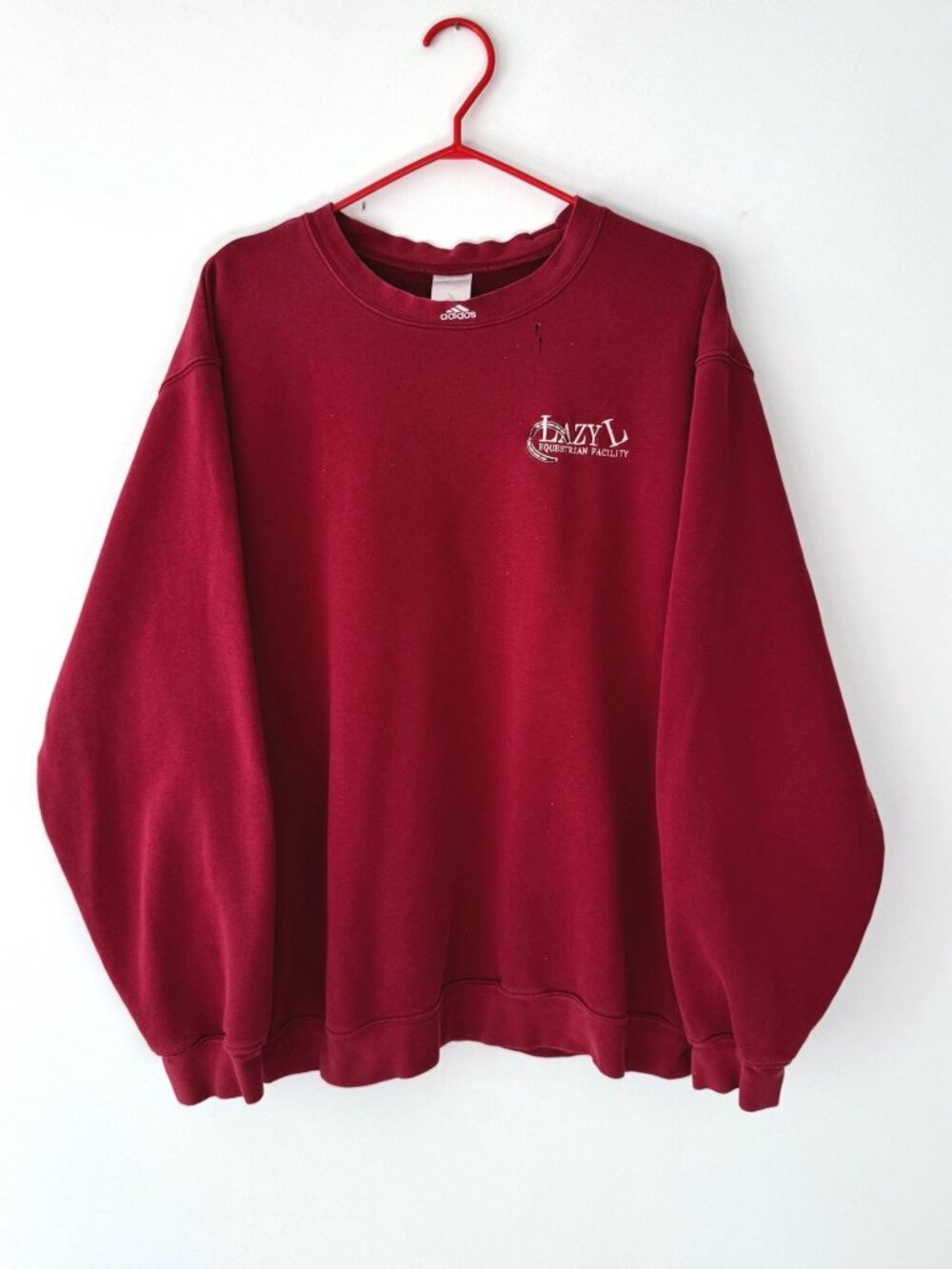 Vintage red Adidas logo equestrian horseback riding horse crewneck sweater large